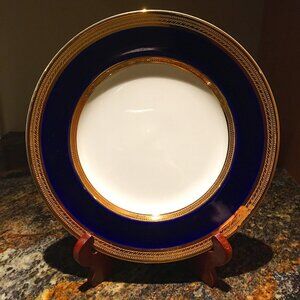 Vintage English CROWN DUCAL Cobalt and Gold Trim Dessert Plate #5